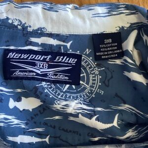 Newport Blue Men's Casual Button-Down Shirt - Blue/White Nautical Print